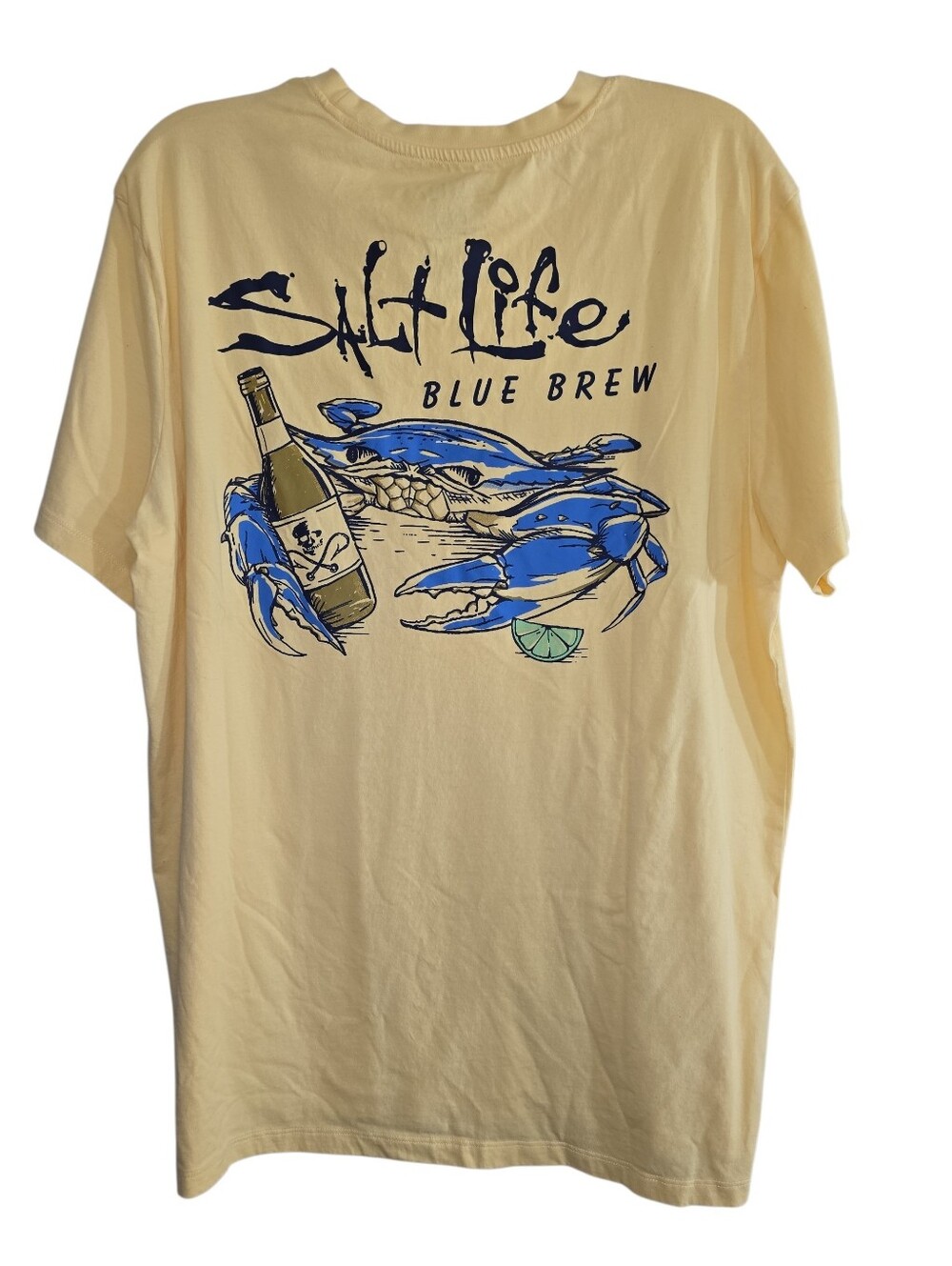 Salt Life Men's Graphic T-Shirt Blue Brew Yellow XL Beer Crab - Picture 5 of 5